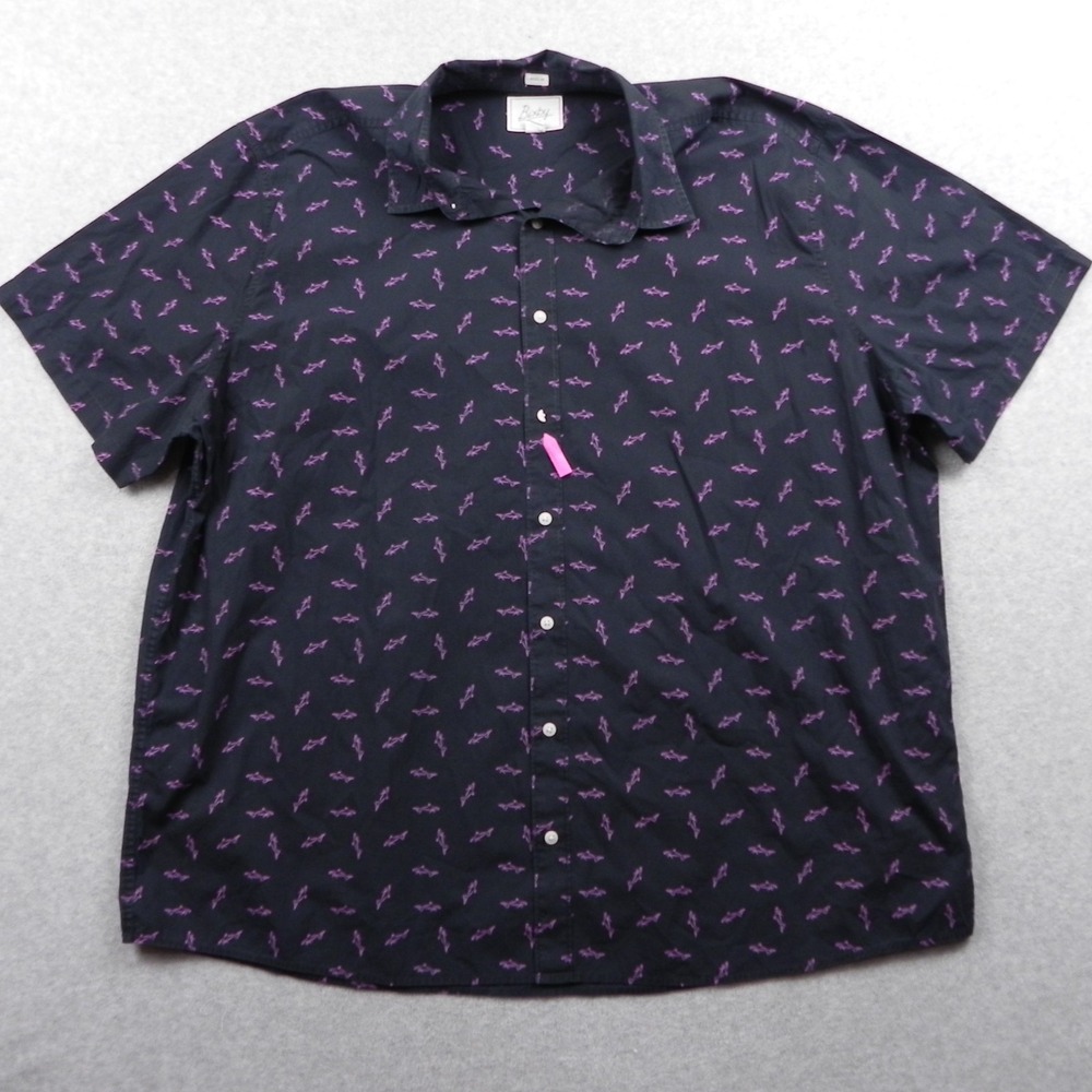 Bixby Nomad Shirt Mens 3XL Regular Casual Button‎ Black Pink Shark Short Sleeve